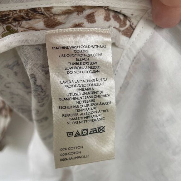 Pilcro Women's Small White Paisley Long Sleeve Open Back Mini Dress Cotton - Picture 9 of 13